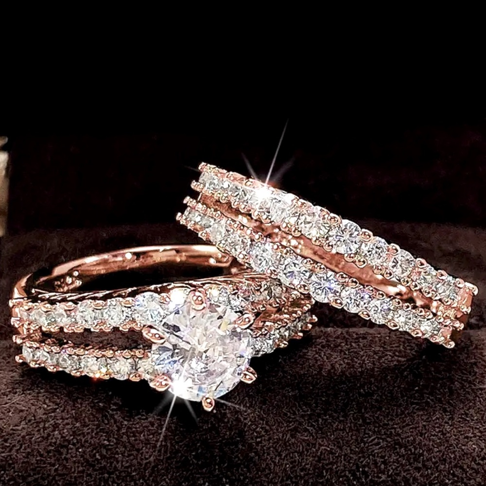 SO CHIC BOUTIQUE ELEGANT ROSE GOLD RING SET!